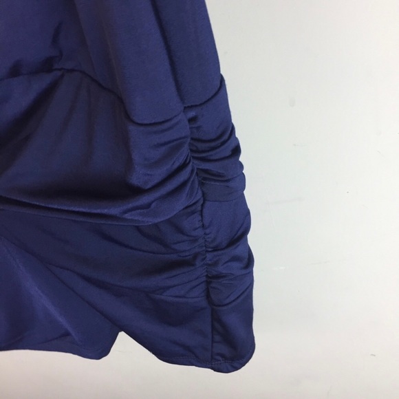 B Darlin One Shoulder Metallic Rosette Ruched Navy Mini Dress Size 11/12 - Picture 7 of 7